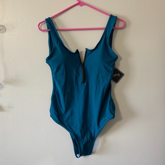 Zaful NWT Backless Zipper Front Green Swimsuit - Picture 6 of 8